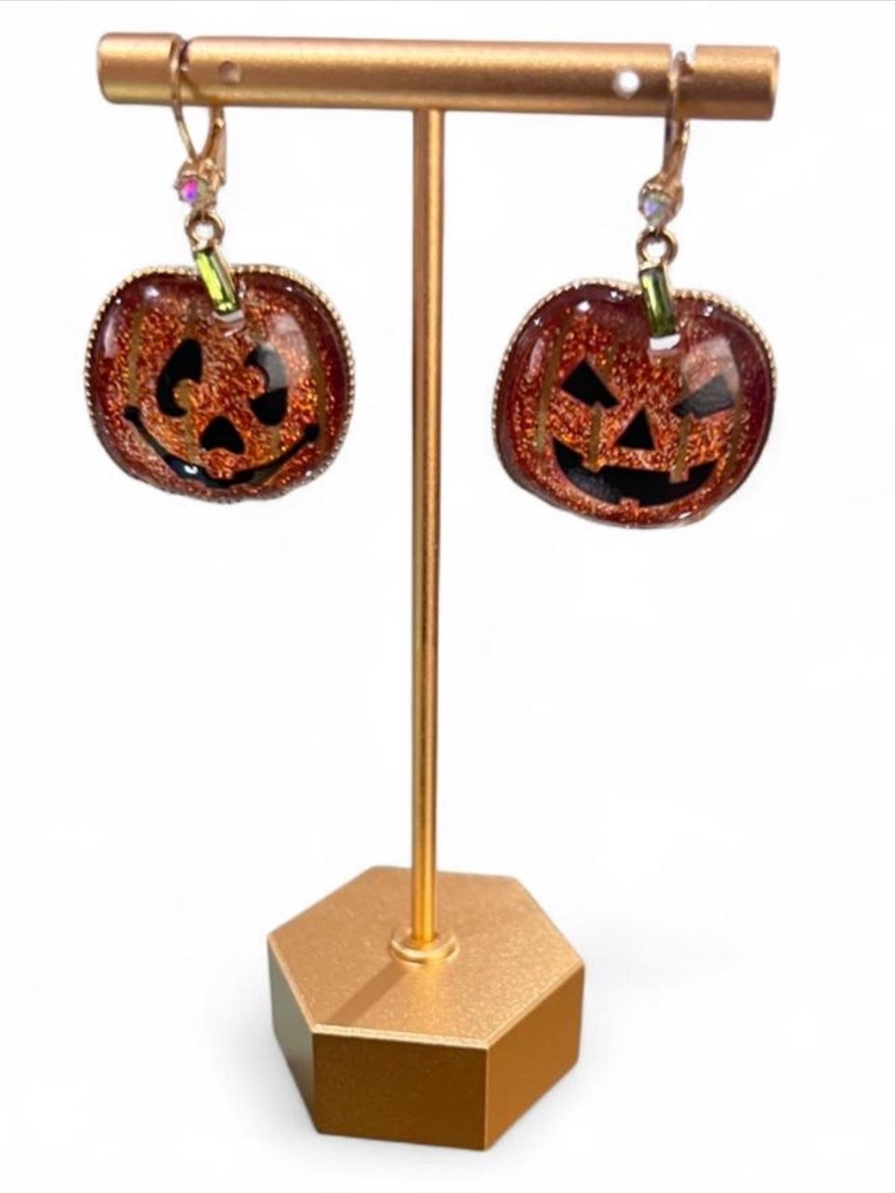 Betsey Johnson Halloween Pumpkin Glitter Earrings - Orange Jack-o'-Lanterns